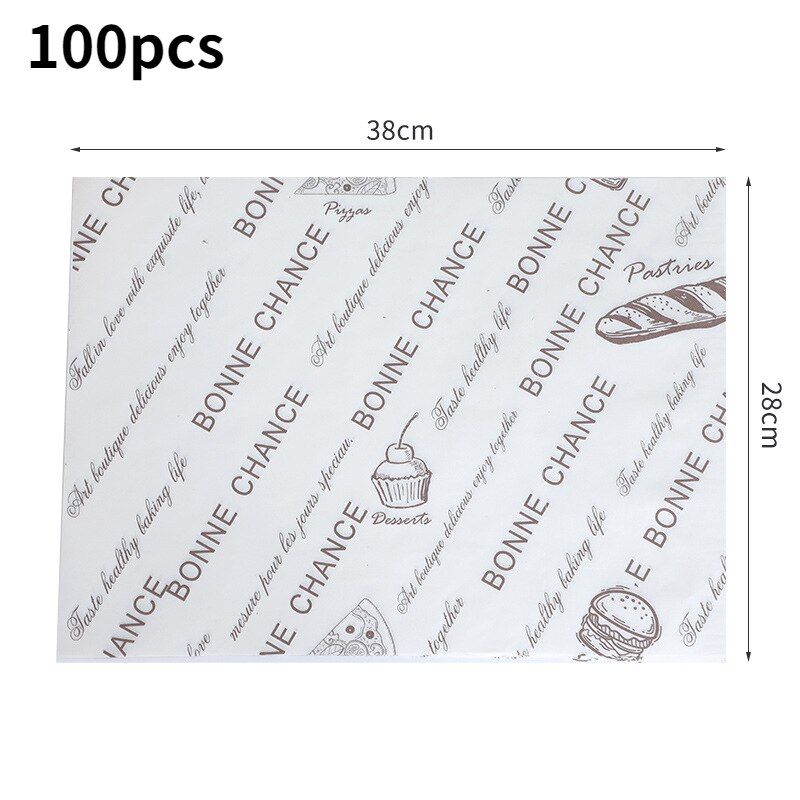100pcs Oilproof Wax Paper Cake Bread Food Wrapper Disposable Burger Fries Baking Wax Paper Dinner Plate Greaseproof Pad Paper_voghion.com