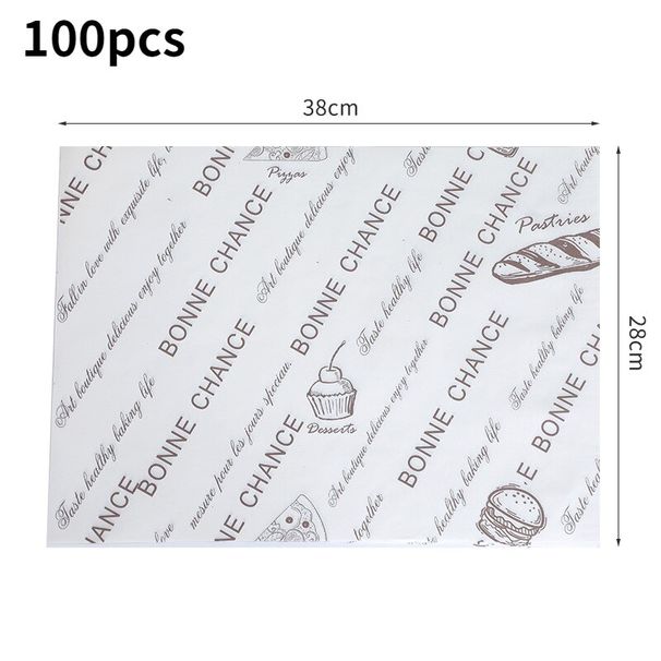 100pcs Oilproof Wax Paper Cake Bread Food Wrapper Disposable Burger Fries Baking Wax Paper Dinner Plate Greaseproof Pad Paper_voghion.com
