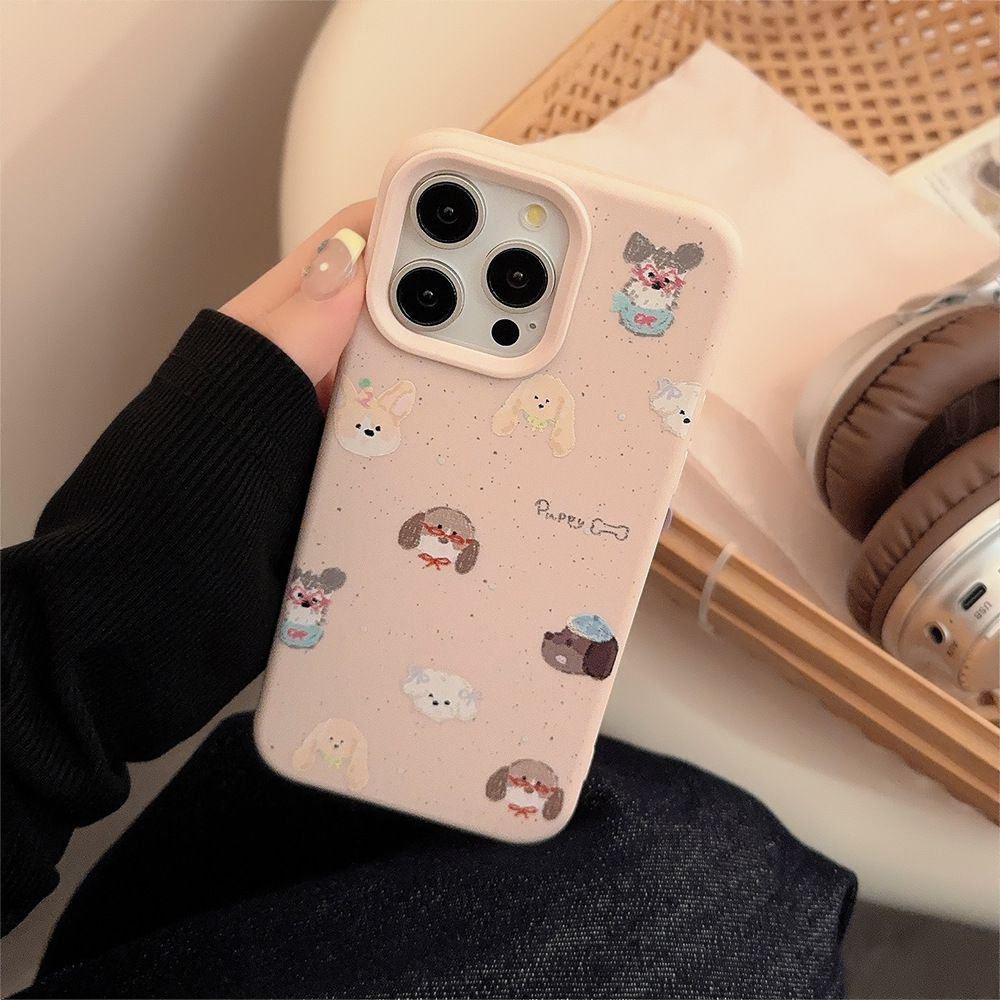 Unbeatable Quality Splash Ink Puppy Iphone15 Mobile Phone Shell IPhone 14 Suitable For 16Promax Silicone 13 Niche Style Retro Cartoon 12_voghion.com