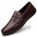 One Foot Leather Lazy Men's Casual Driving Shoes, Versatile, Breathable Leather, Soft Soled, Bean Shoes_voghion.com