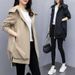 Trench oversize casual da donna con cappuccio, color cachi e nero – Giacca a vento a maniche lunghe in stile coreano con cerniera_voghion.com