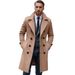 Classico cappotto doppiopetto in lana da uomo - Cappotto lungo slim fit con revers a lancia e tasche laterali (nero, cachi, grigio scuro)_voghion.com