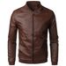 Men spring and autumn out wear PU leather jacket fashion motorcycle Korean slim-fit stand collar long sleeve zipper coat_voghion.com