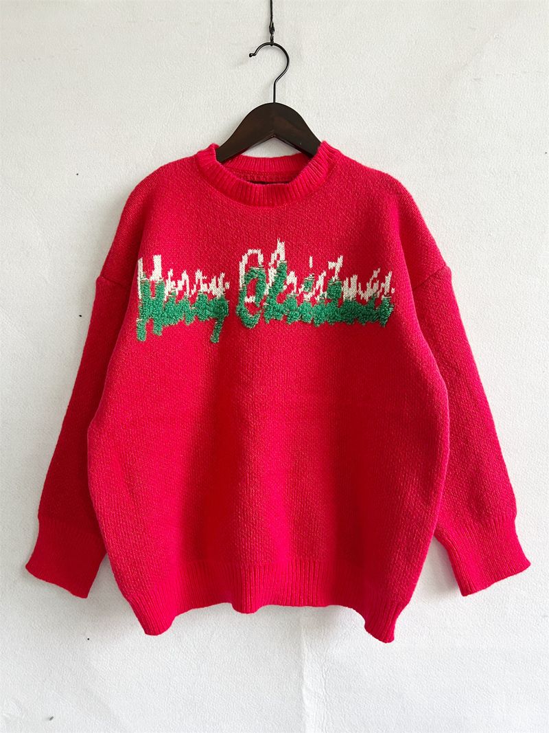 Women's new autumn and winter Christmas style sweater round neck long sleeve Christmas pattern pullover_voghion.com