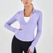 Abbigliamento da yoga attillato con colletto rialzato da donna, abbigliamento fitness con tasca con cerniera filettata, altamente elastico e morbido_voghion.com
