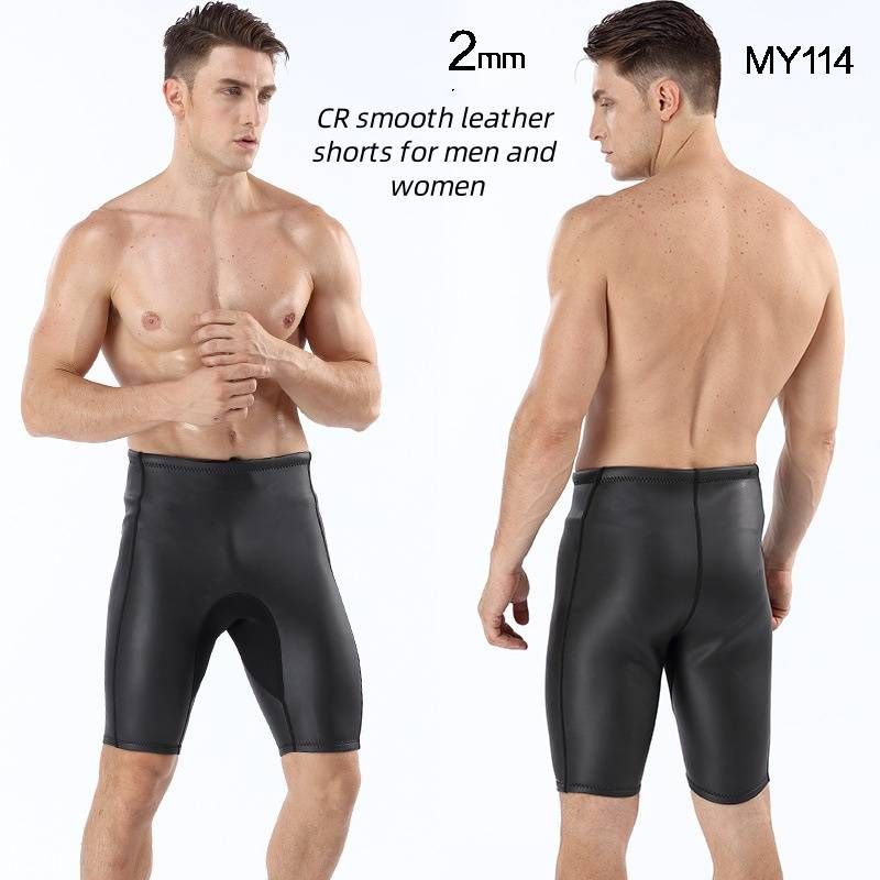 Nuevos productos para hombre: Trajes de buceo de cuero liso de 2 mm, pantalones cortos de buceo, pantalones de buceo de cinco puntos resistentes al frío y cálidos, bañadores._voghion.com