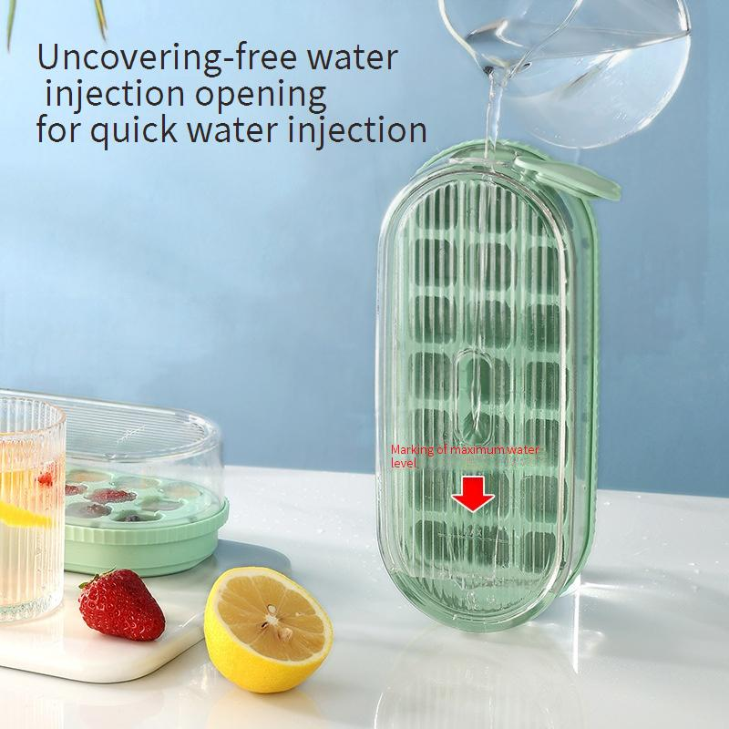 IJsblokjesvorm van kunststof, ijsblokjesvorm voor levensmiddelen, ijsblokjesvorm voor thuisgebruik met deksel, gemakkelijk te ontvormen bevroren ijsartefact_voghion.com