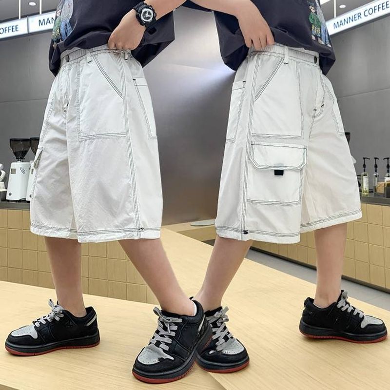 ​​Teens' Stretch Waist Knit Shorts - Breathable Cotton Blend 5-Inch Shorts For Boys (120-170cm) | School & Camp Essentials | EU Safety Certified​​_voghion.com