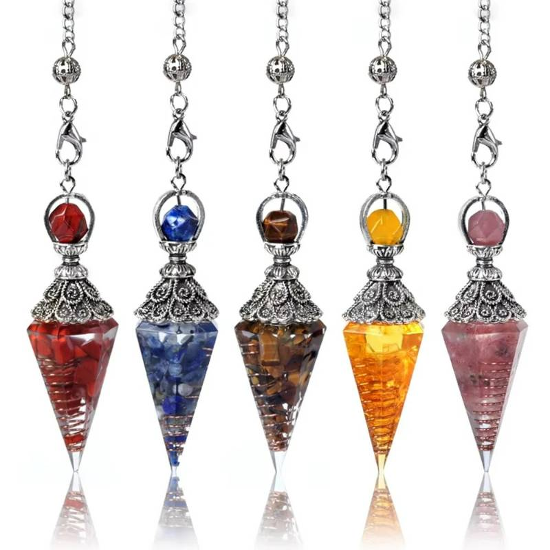 Adorno de ágata de cristal natural, colgante de cono hexagonal trifásico, talismán de cuarzo, adorno, juguete coleccionable_voghion.com