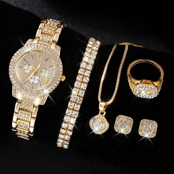 Women's Watches Women's Fashion Diamond Set Watch Women's Quartz Watch Bracelet Women's Watch + Jewelry Set_voghion.com