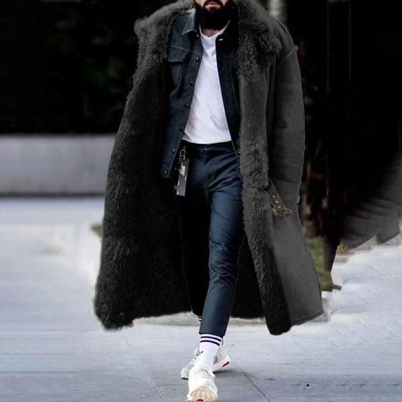Manteau en daim et peluche pour homme, manteau une pièce en fourrure, chaud, style masculin, nouvelle collection automne et hiver 2023_voghion.com