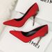 Women's Shoes pointed toe single shoes women's shoes wedding shoes red bridal shoes metal hollow suede stiletto high heels_voghion.com