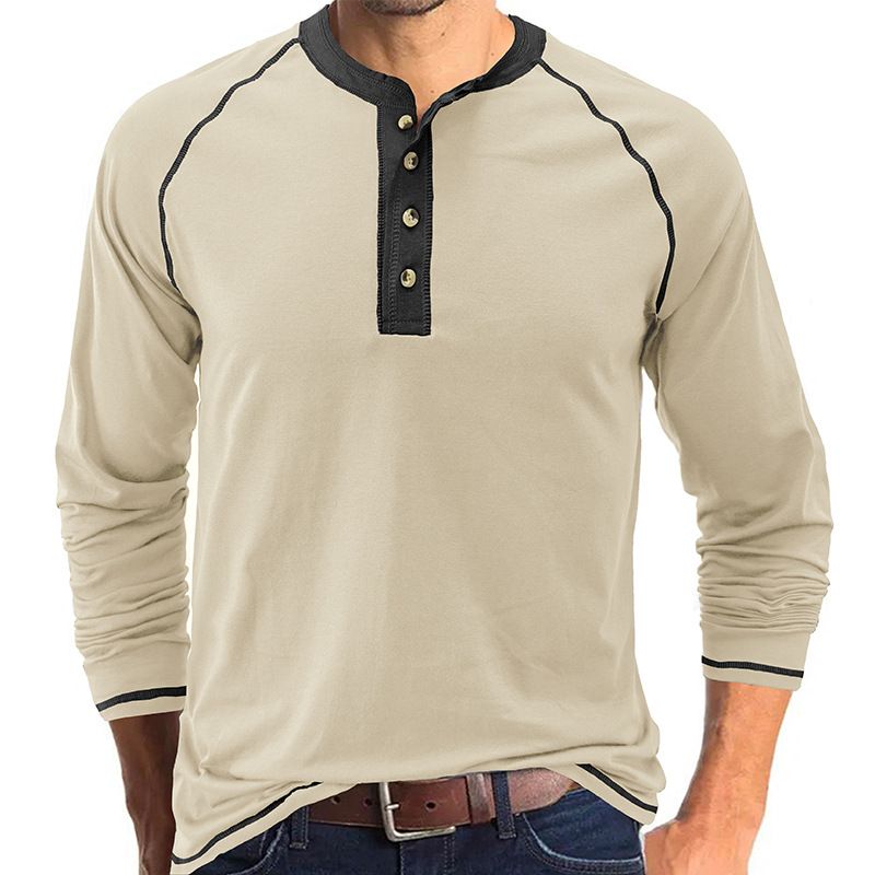  T-shirt a maniche lunghe, maglietta serafino da uomo_voghion.com