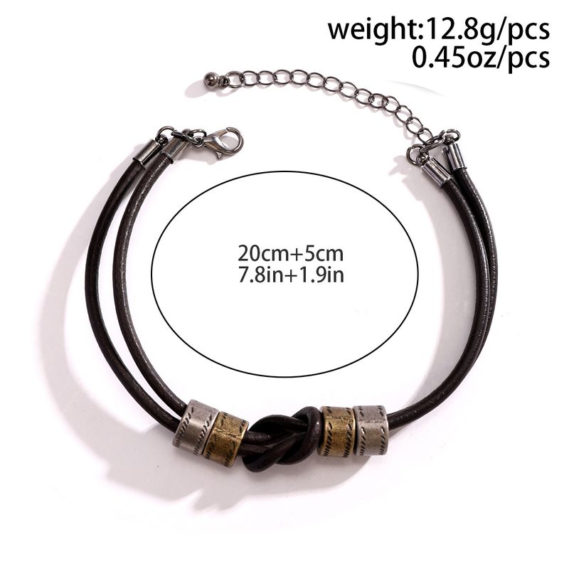 Braccialetto rotondo in pelle con nodo hip-hop per uomo, semplice, alla moda e di alta qualità, accessori da uomo_voghion.com