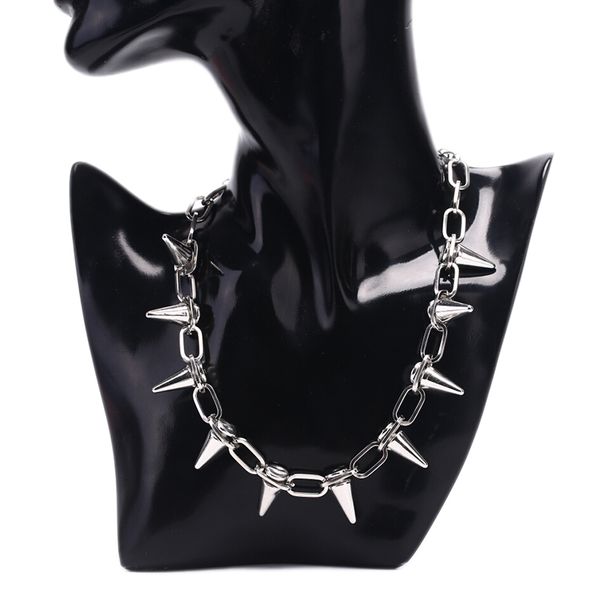 Collana con rivetti a punta, punk gotico alla moda, fatta a mano, con borchie, stile rock, stile gotico, 1 pezzo_voghion.com