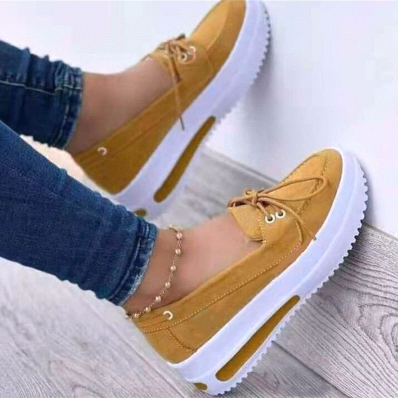 Women's Bullock plus-size comfortable casual women's round head lace-up single shoes_voghion.com