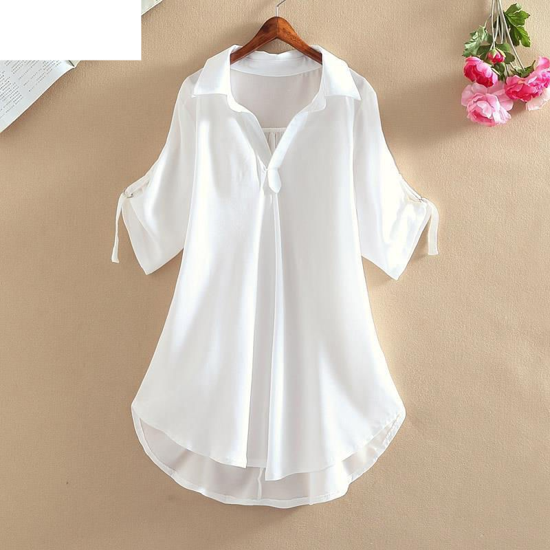 Damen Summer nei grouss Gréissten locker Taille schlank Chiffon Tops fir Fraen trendy_voghion.com
