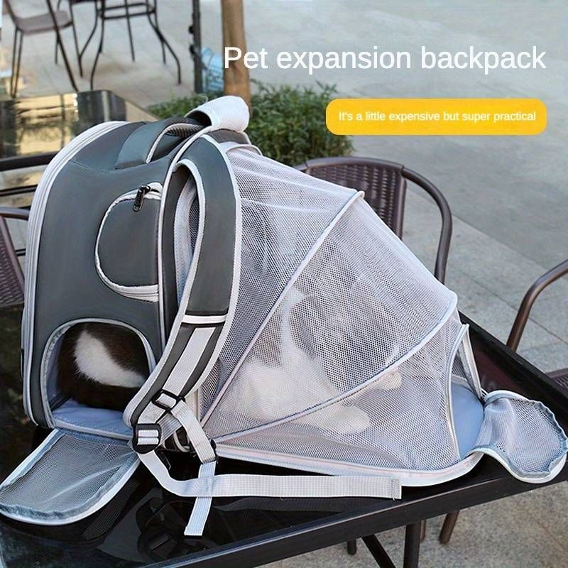 Sac à dos de transport extensible pour animaux de compagnie, prêt pour l'aventure - Grande capacité, nylon, fermeture éclair pour chats et chiens - Idéal pour les sorties_voghion.com