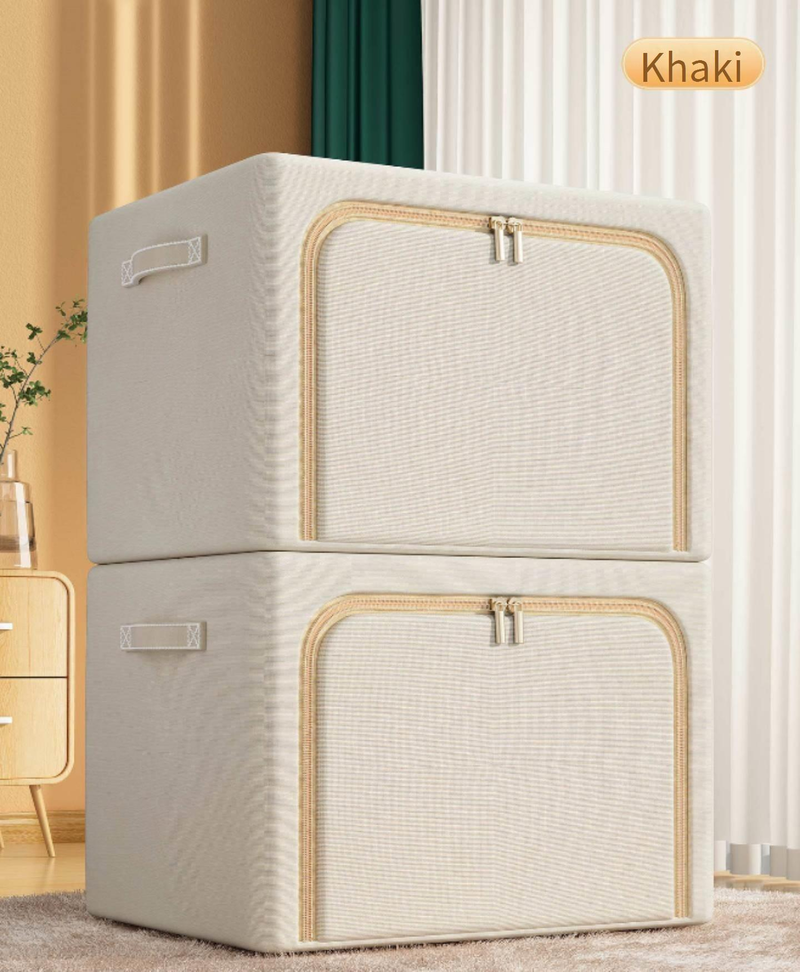 Boîtes de rangement pliables en tissu Oxford pour vêtements – Organiseur de garde-robe polyvalent avec poignées (grande capacité, respirant et résistant, pour la maison et le placard)_voghion.com