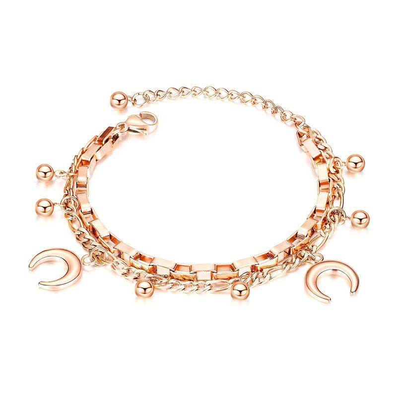 Damen Schmuck Mode Multi Layer Edelstahl Armband Runde Perle Liebe Titan Stahl_voghion.com