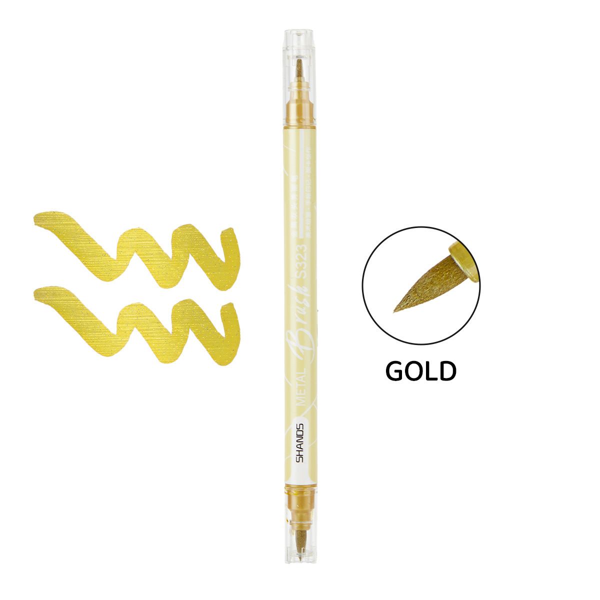 Dual-Tip Metallic Brush Pens Set - 12 Vibrant Colors For Calligraphy, Hand Lettering, Journaling & Art Projects (Fine & Broad Tips)_voghion.com