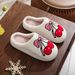 Women's Cozy Fluffy Slippers With Bow And Cherry Print, Non-Slip Indoor House Shoes, Warm Winter Fuzzy Slides For Home Comfort Winter Plush Slippers_voghion.com