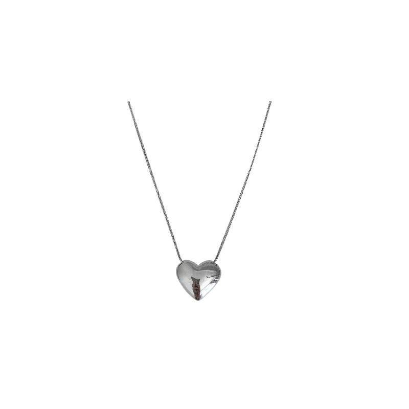 S Pure Silver Korean Version Ins Niche Design Sense Minimalist Versatile Smooth Heart-shaped Collarbone Light Luxury_voghion.com