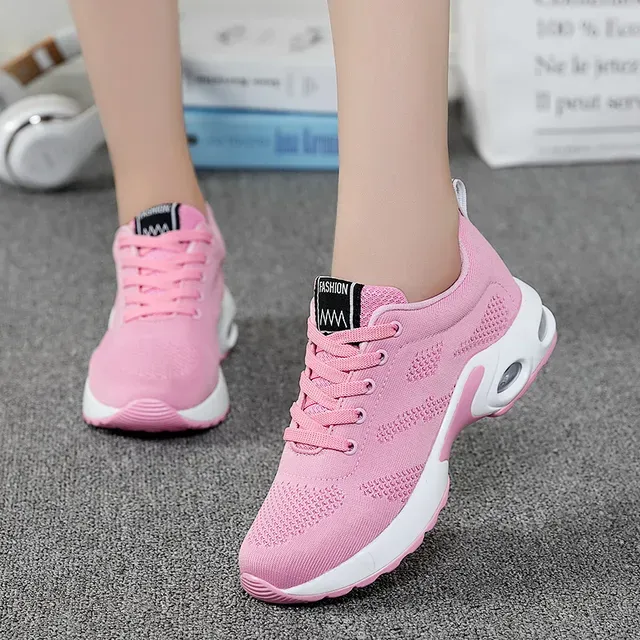 Damen Sneaker, Casual Mesh Sneakers Rosa Damen Flach Leicht Weich Atmungsaktiv Schuhe Basket Laufschuhe Übergröße_voghion.com