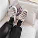 Frühling Kleine Maple Chidori Check Woven Mädchen Loafers Single Toe Casual Herren Einzelschuhe, Männer Paare_voghion.com
