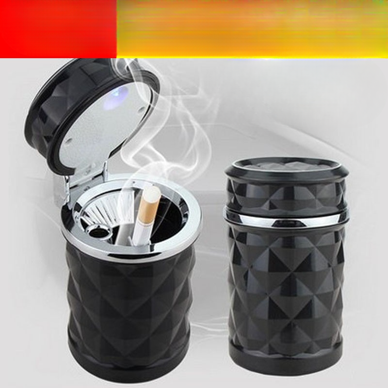Creative cut mounted mobile ashtray LED light flip cover car can hang air outlet with bracket_voghion.com