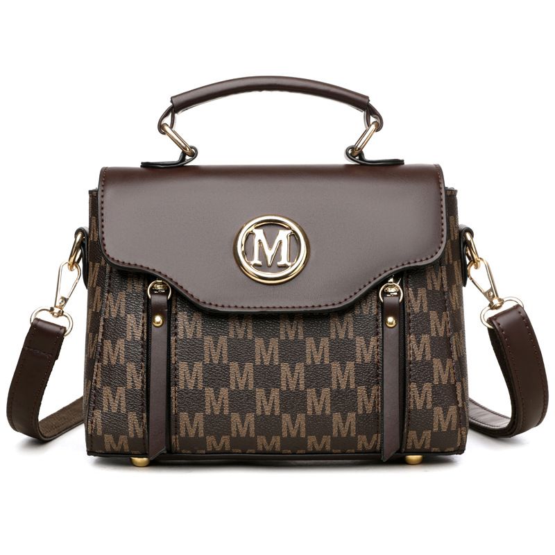 Strukturierte Umhängetasche im Vintage-Stil für Damen – klassische Retro-Umhängetasche und Handtasche mit Reißverschluss, PU-Leder, mittlere Größe_voghion.com