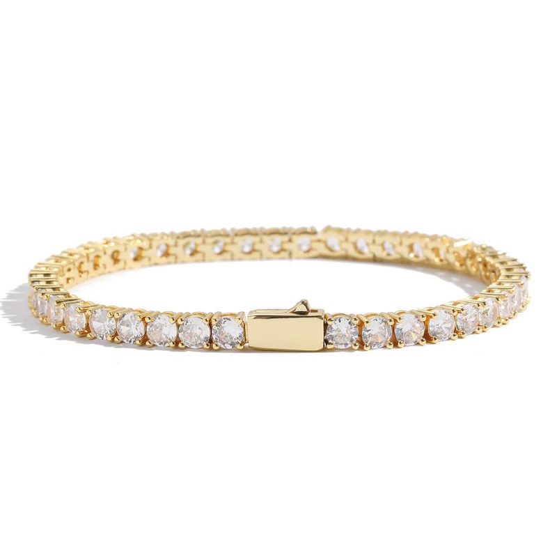 Men And Women's Jewelry Smooth Spring Buckle Tennis Hand Style 3mm 4mm 5mm Copper Inlaid Zircon Single Row Bracelet Hip Hop Simple Bracelet_voghion.com