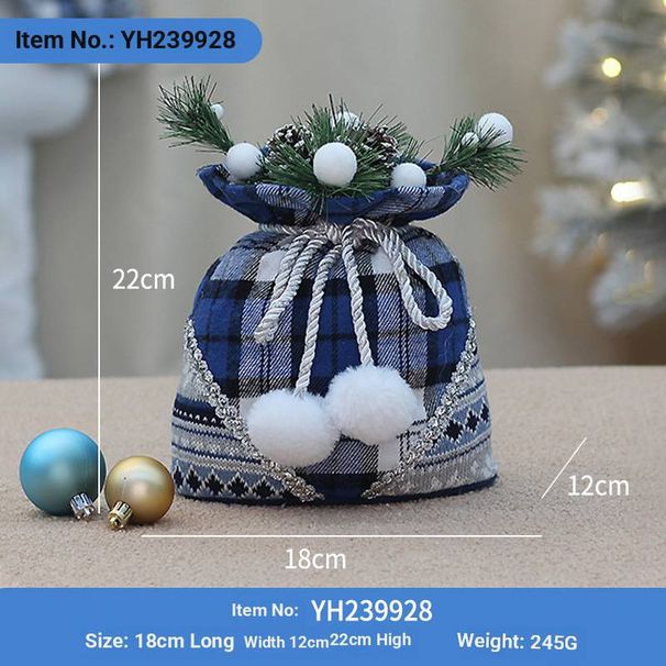 Blue Fabric Reindeer Plush Set – Lying & Standing Christmas Deer Doll With Gift Bag For Window Displays & Holiday Decor_voghion.com