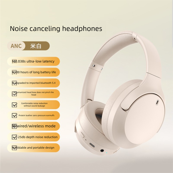 D5 Over-Ear Wireless Nuove Cuffie Bluetooth con ANC e Cancellazione del Rumore, Batteria a Lunga Durata, Gaming, Bassa Latenza_voghion.com