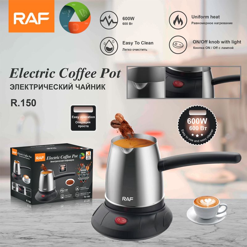 RAF European Cross-border Türkiye Pot With Handle Stainless Steel Electric Coffee Maker Hot Kettle 500ml_voghion.com