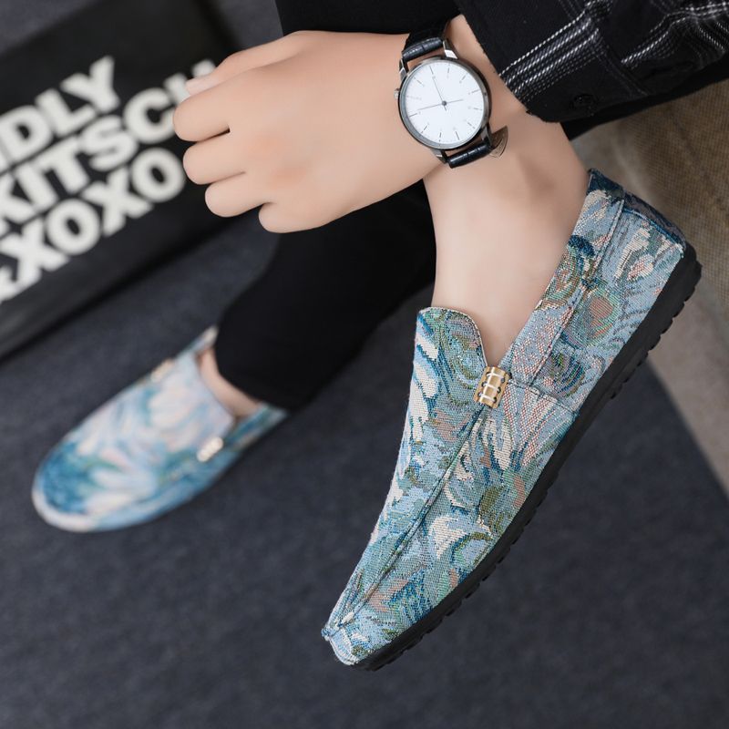 Fréijoers Männer One Step, Douban Koreanesch Editioun, Trendy Villsäiteg Stoff Sohle Casual Schong, Neie Stil fir faul Männer_voghion.com