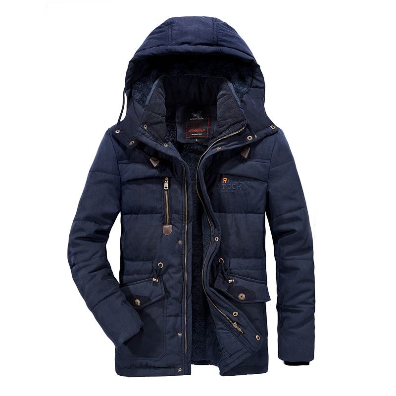Abbigliamento da uomo più giacca imbottita da uomo taglie forti ispessita in pile giacca imbottita calda taglie forti di media lunghezza_voghion.com