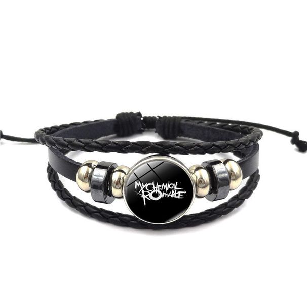 Rock Band Snap Leather Multi-layer Beaded Woven Bracelet Jewelry_voghion.com