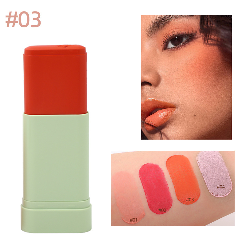 Monochrome Creme Rotierende Matte Leicht zu verwischen Große Kapazität Lippen und Wangen Dual-Use Puder Rouge Stick_voghion.com