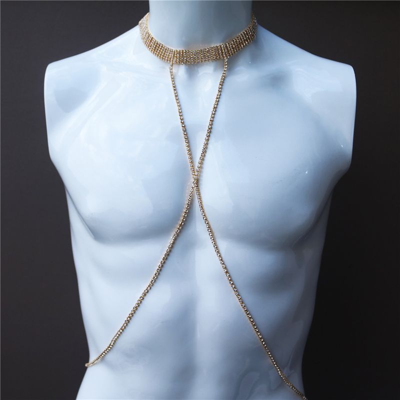 Hot selling nek strand klauw borst ketting, super sprankelende strass, sexy bikini cross body ketting accessoires_voghion.com