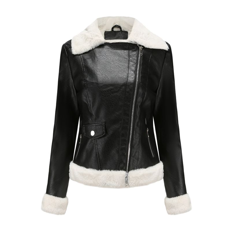 Women's thermal long-sleeved lapel coat commuter casual jacket_voghion.com