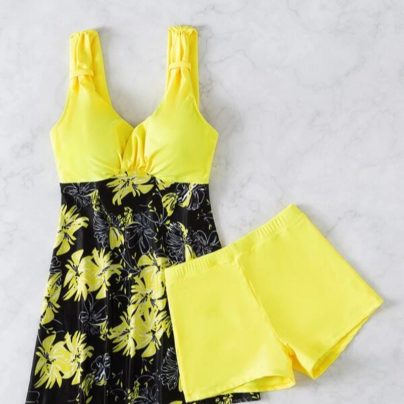 Dameskleding nieuwe mode sexy tankini lange rok multi color print dames split tweedelig vrouwelijk badpak_voghion.com