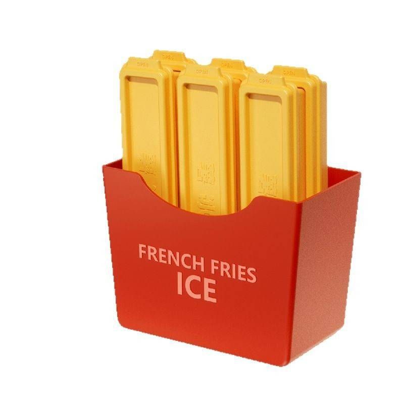 ​French Fries Ice Cube Mold With Magnetic Lid - Food-Grade Silicone Bar Ice Tray For Cocktails & Drinks (Press-to-Release, Stackable, Freezer Safe)_voghion.com