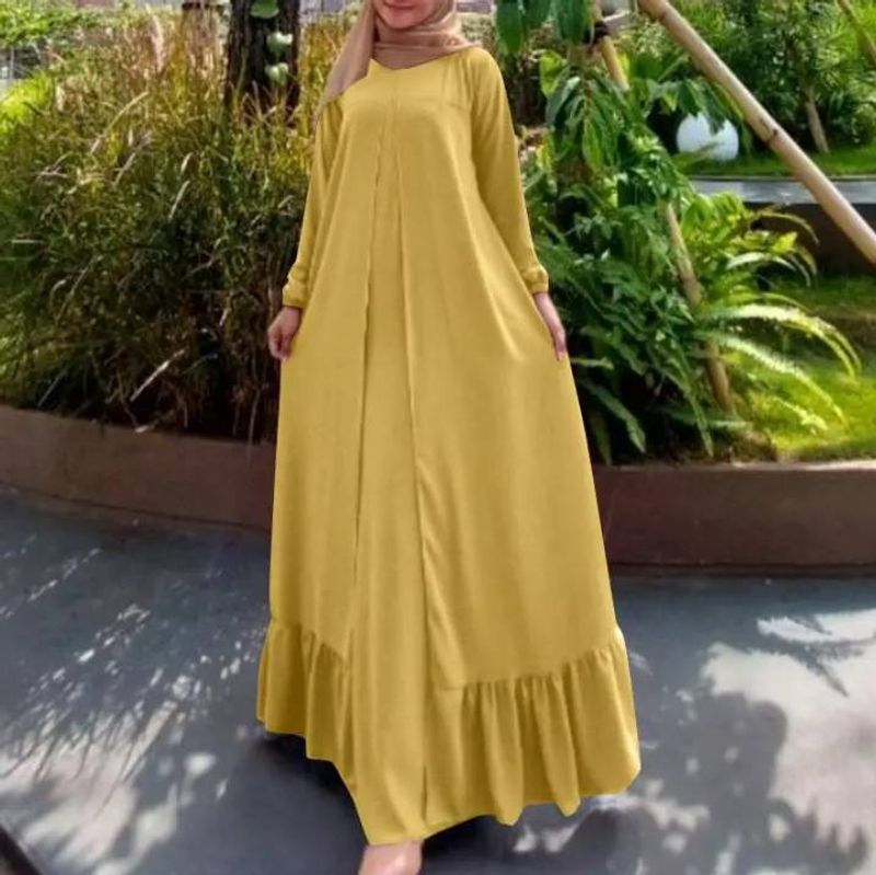 Women's Clothing New Middle Eastern Muslim Southeast Robe Cotton And Linen Loose Temperament Long Sleeve Commuter Long Dress_voghion.com