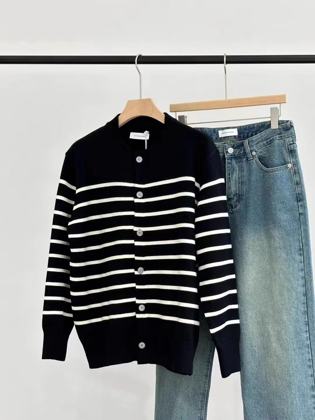 Women's Striped Knit Cardigan Sweater - Long Sleeve Casual Button Front Open Coat, Soft & Comfortable, Trendy College Style_voghion.com