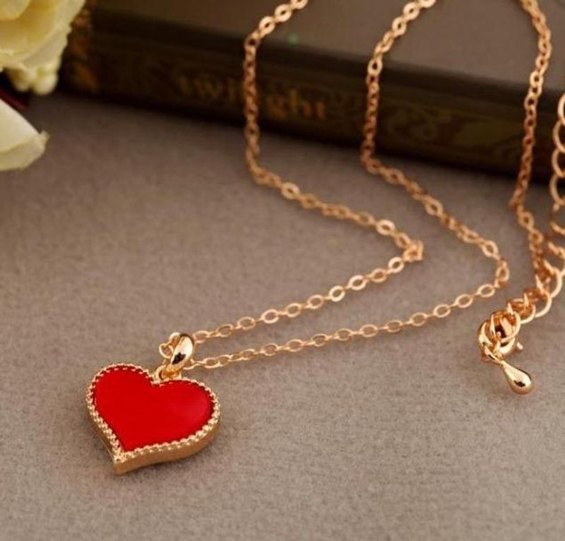 Heartfelt Love Peach Heart Necklace Clavicle Jewelry Gift With Personalized Chain Set_voghion.com