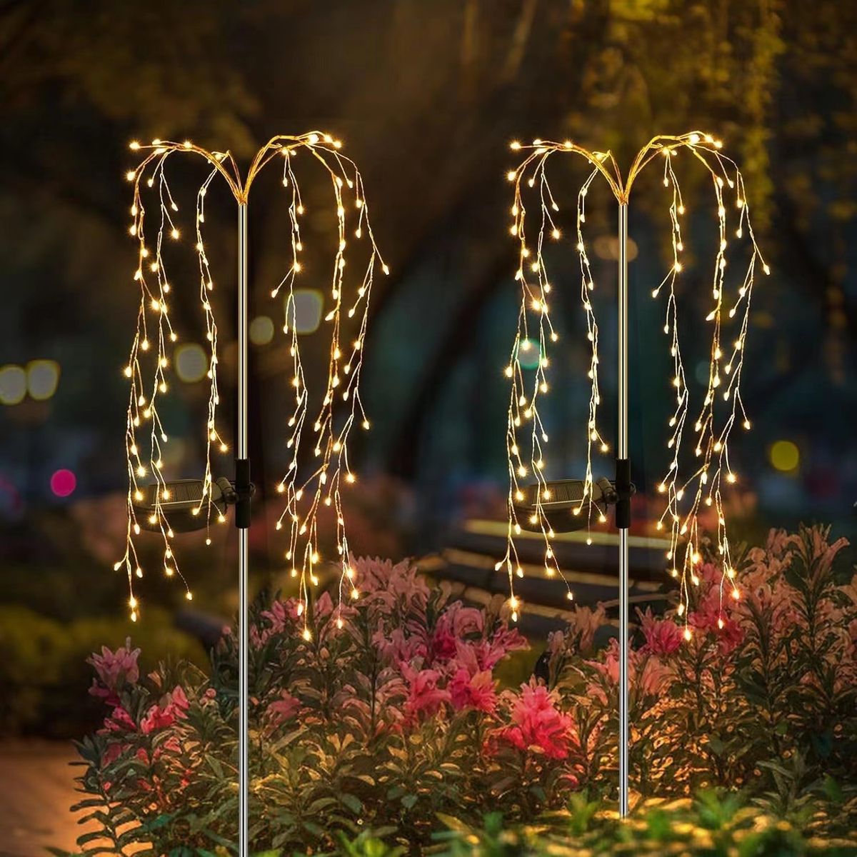 Solar Firecracker Stake Lights – IP65 Waterproof Outdoor Decorative Lighting For Garden, Yard & Pathway, Warm White/Color-Changing Options_voghion.com