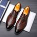 New Fashion Men's British Black Business Casual Loafer Shoes Daily Driving Office Leather Shoes One Foot Pedal Lazy Brown Banquet Dress Wedding Men's_voghion.com
