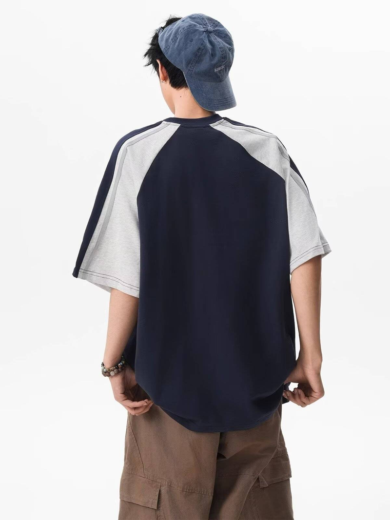 Men's Style Color Block Raglan T-Shirt Summer Casual Crew Neck Short Sleeve Graphic Print Oversized Fit​ Men's T-Shirts_voghion.com