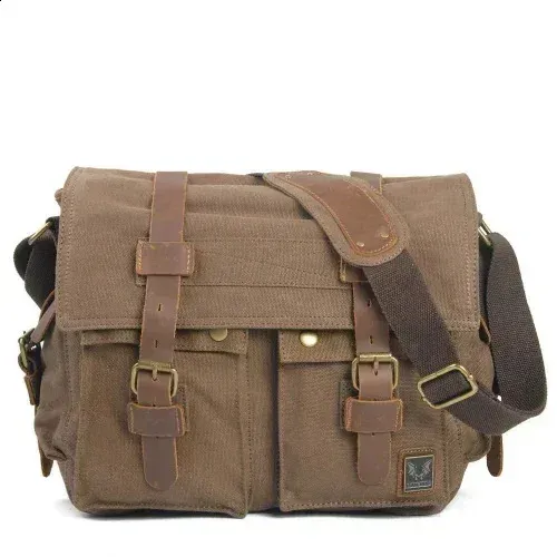 Canvas Leather Men Messenger Will Smith Big Satchel Shoulder Bags Male Laptop Briefcase Travel Handbag 240824_voghion.com